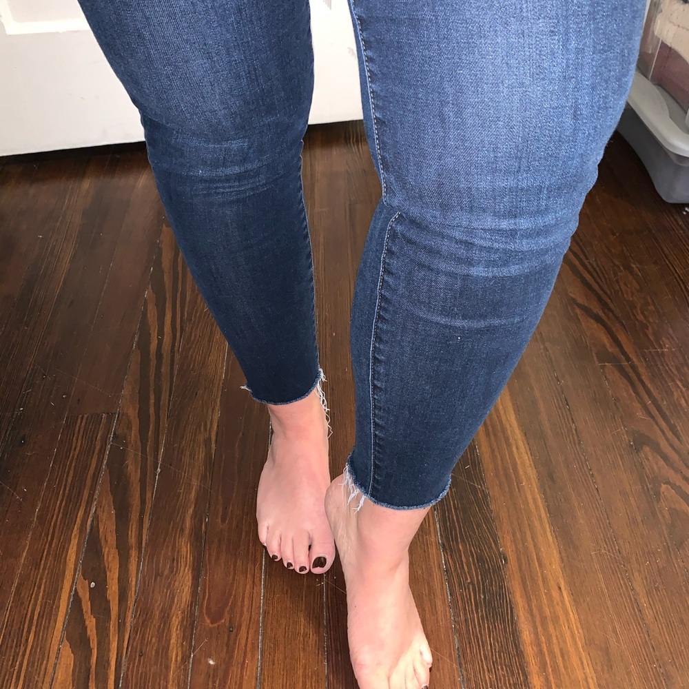 Madewell dark wash raw hem jeans